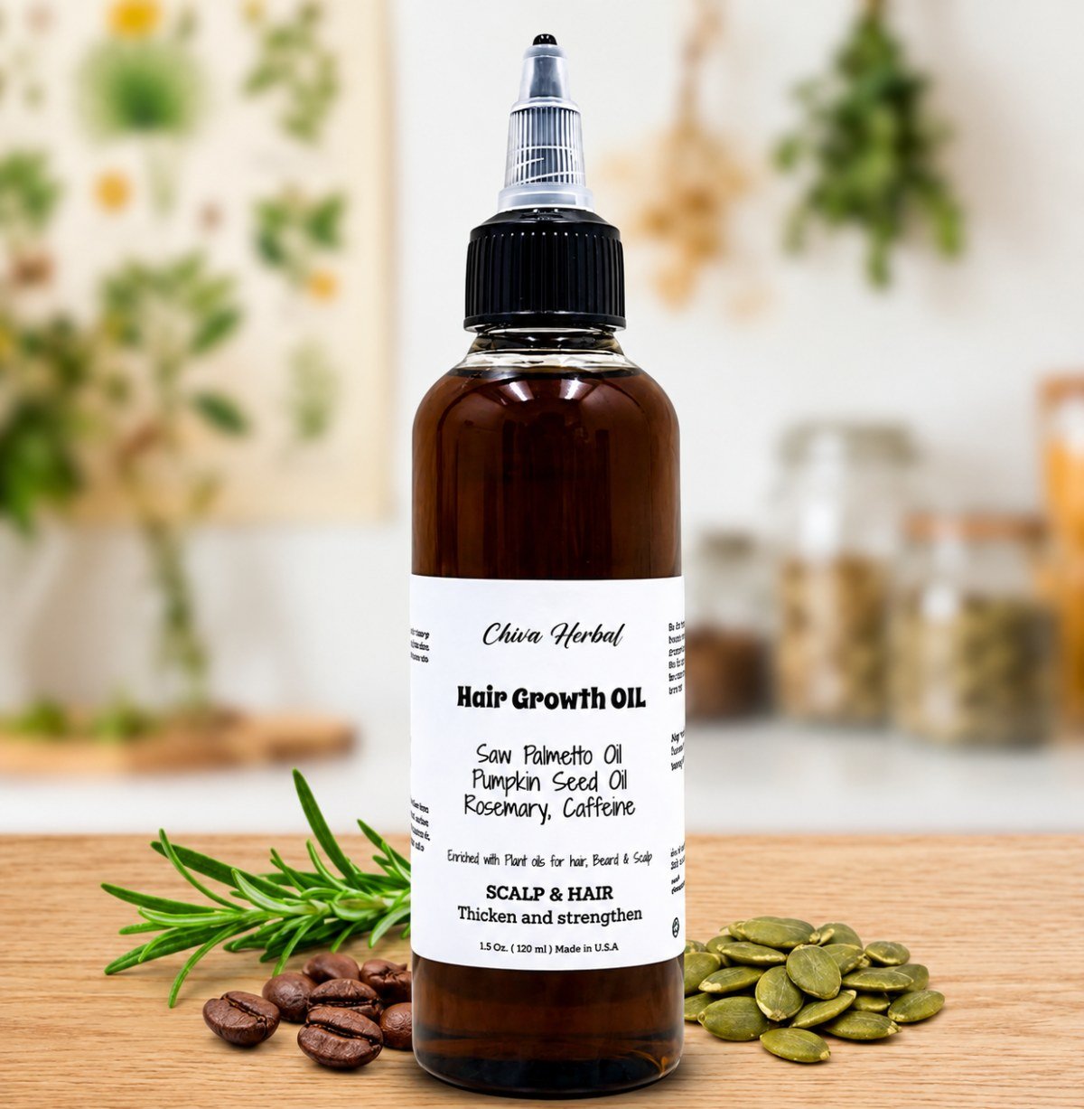 DHT Blocker Hair Growth Oil, Saw Palmetto, Pumpkin Seed, Rosemary, Caffeine